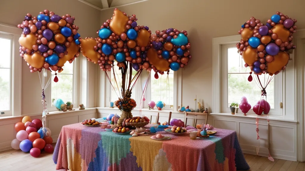 Resultado final de globos personalizados en tonos a juego para una mesa de dulces