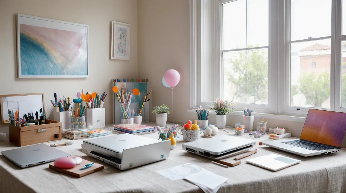 boceto digital para decoración de fiestas infantiles con cuadrícula de escala y globos dibujados a mano alzada