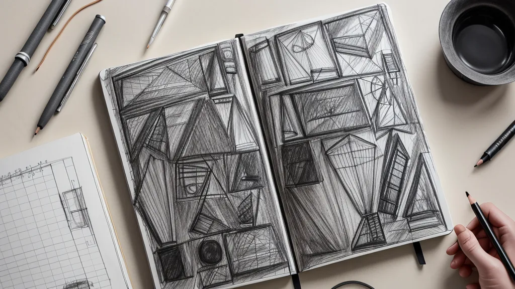 Boceto a mano con anotaciones de un taller creativo para el montaje