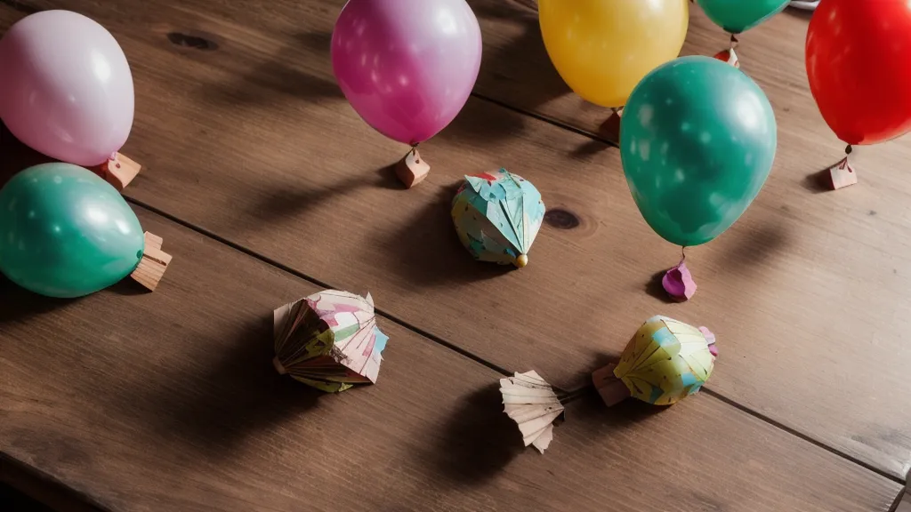 Globos caídos por fallo de adherencia durante un taller en casa de decoración de techos