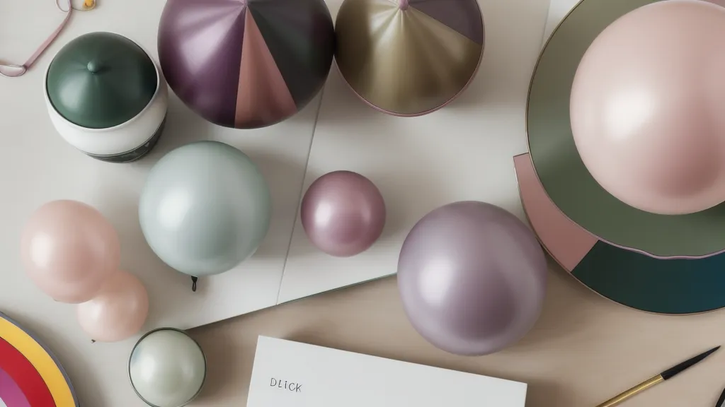 Círculo cromático de Itten junto a globos en tonos apagados, base de la teoría del color para decoración moderna