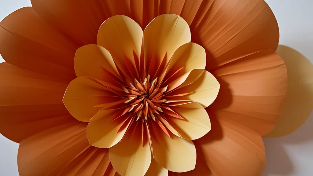 Centro denso de flecos enrollados que imita el estambre de una flor de papel gigante