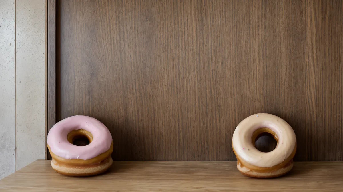 Soporte para donuts casero de madera con espigas inclinadas para una mesa de dulces