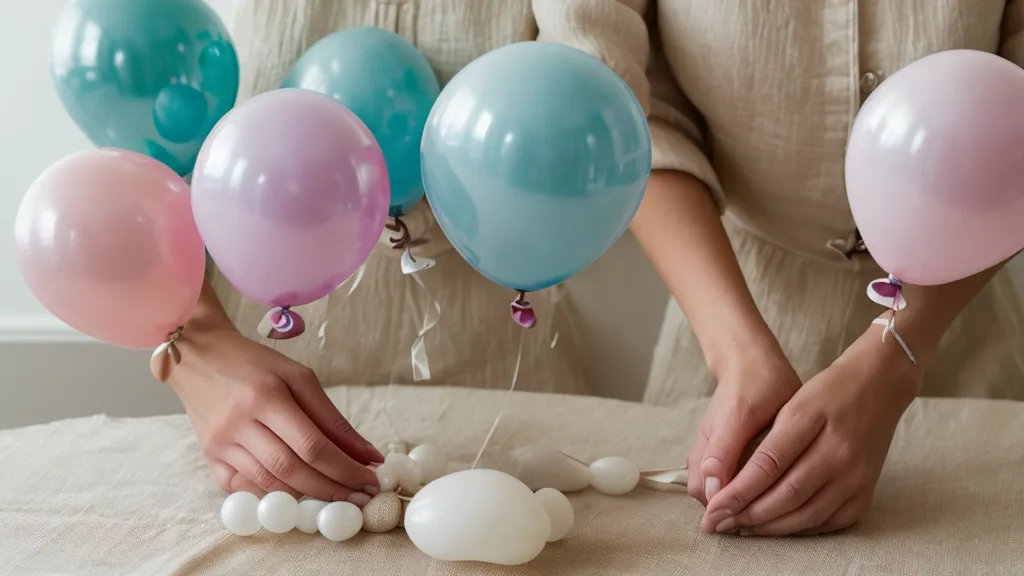 Detalle de globos R-5 rellenando los huecos de un bouquet de globos profesional