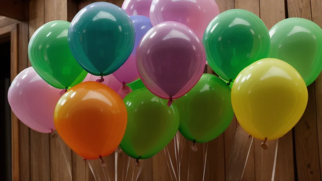 Globos de látex de distintos tamaños preparados para un montaje de decoración de fiestas en casa