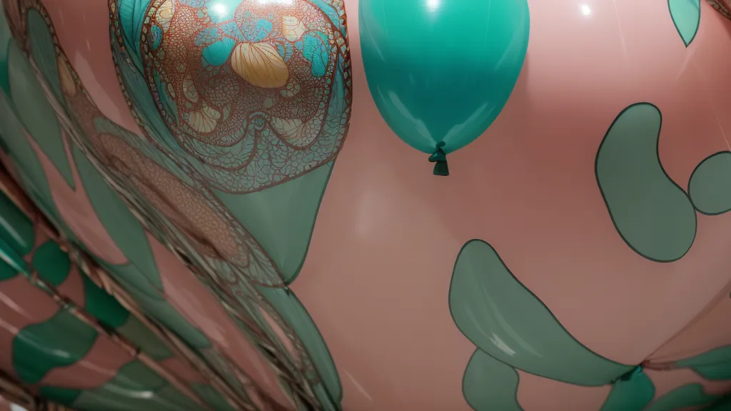 Inflado manual al ochenta por ciento de un globo con diseño personalizado pintado a mano