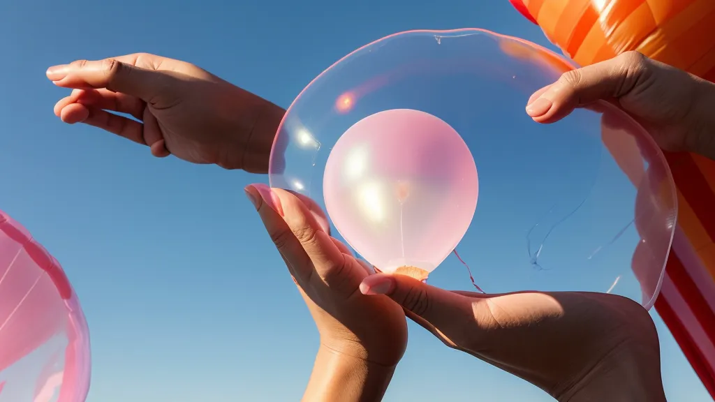 Estirando con las manos un globo burbuja de PVC transparente antes de inflarlo, paso clave en esta técnica de decoración