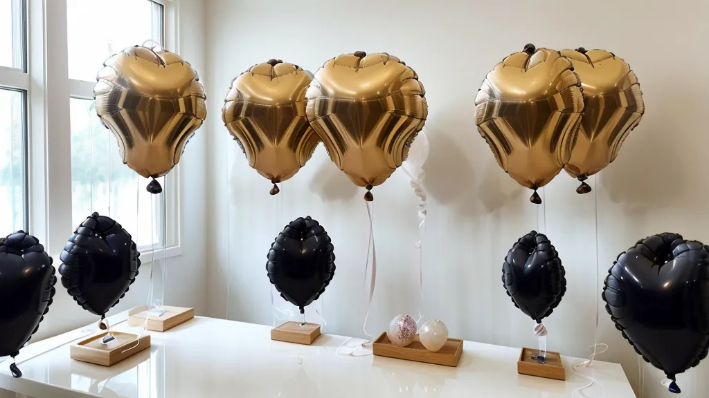 Cuarteto de globos con tamaño uniforme, listo para manualidades caseras de decoración de eventos.