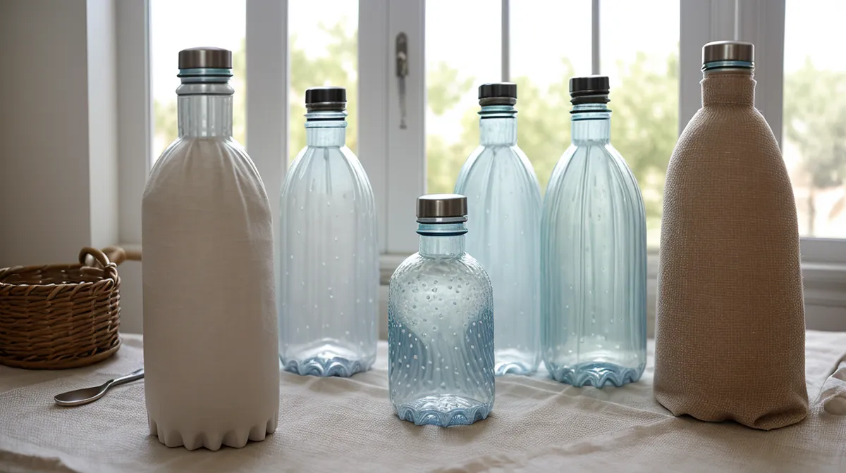 Diseño de etiquetas para botellas de agua con plantillas digitales, ejemplo de montaje casero
