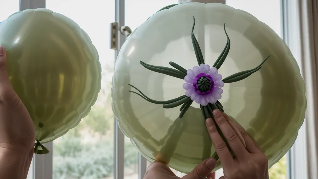 Centro de mesa terminado con flores de globoflexia creativa, manualidad de decoración en Valencia