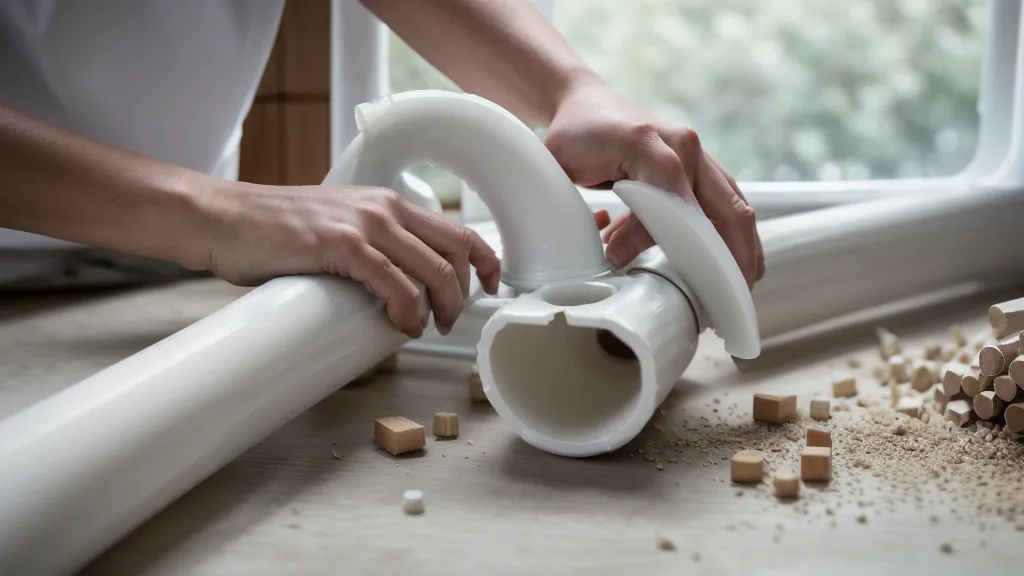 Corte de tubos de PVC de 32 mm con sierra de mano, manualidad DIY en Valencia