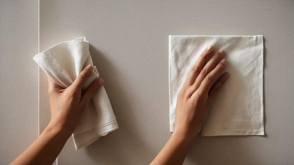 Primer plano de las capas de celulosa de una servilleta de papel usada en DIY de fiestas