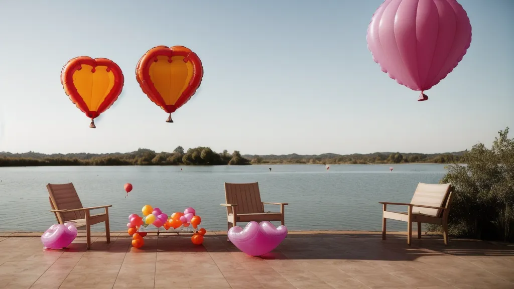 Fila de sillas decoradas con globos perfectamente alineados sin nudos, diseño de eventos infantiles